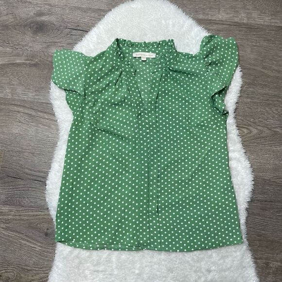 Monteau Size Small Lot of 3 Tops Short Sleeve Blouse Shirts Beige Red Green - Picture 10 of 12